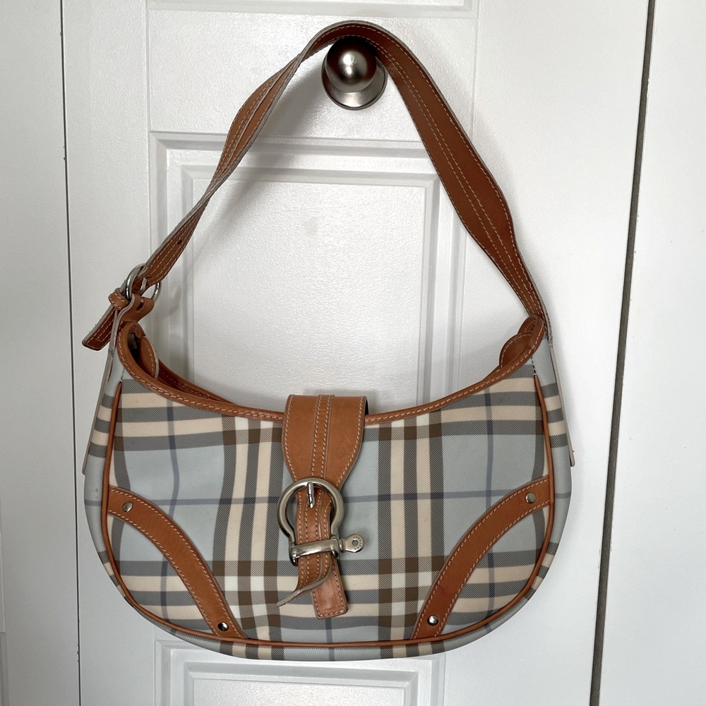Burberry Blue Checked Shoulder Bag